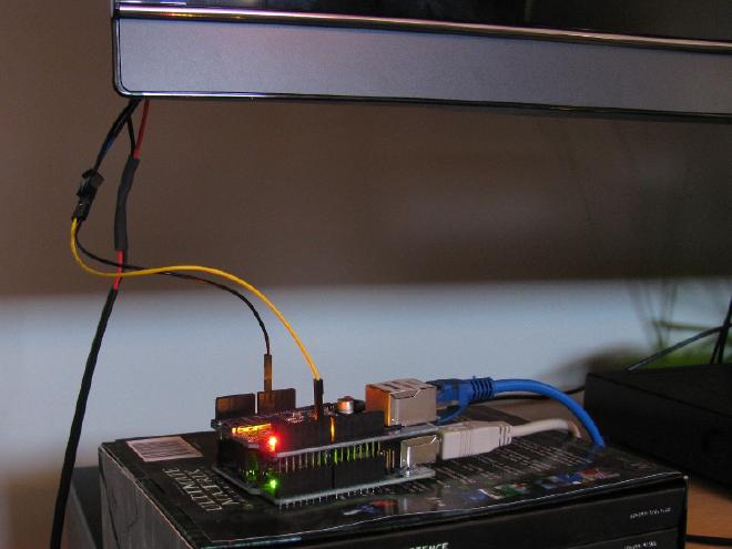 A front view of where the connection to the TV is placed.